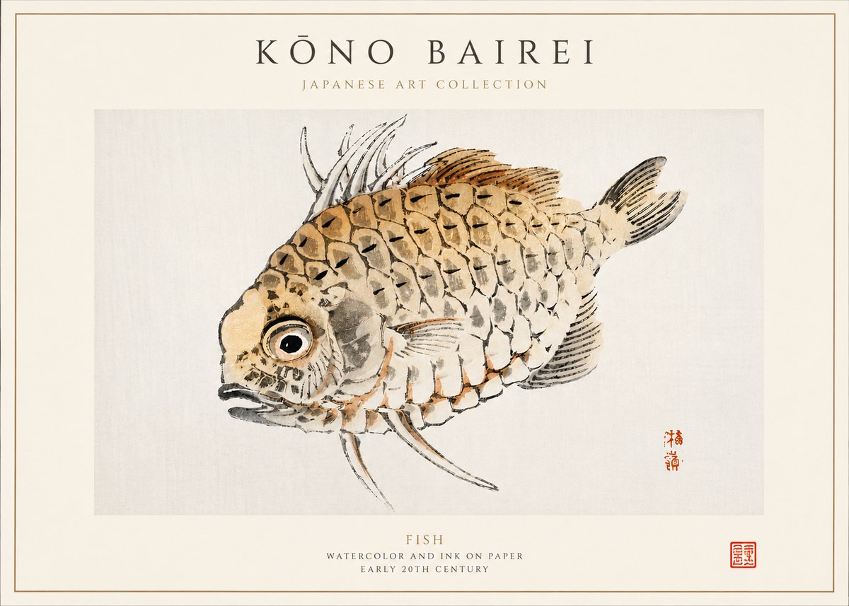 Kōno Bairei Fish III No3 - Poszter