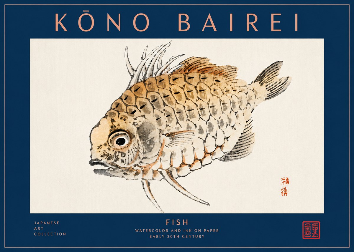 Kōno Bairei Fish III No4 - Poszter