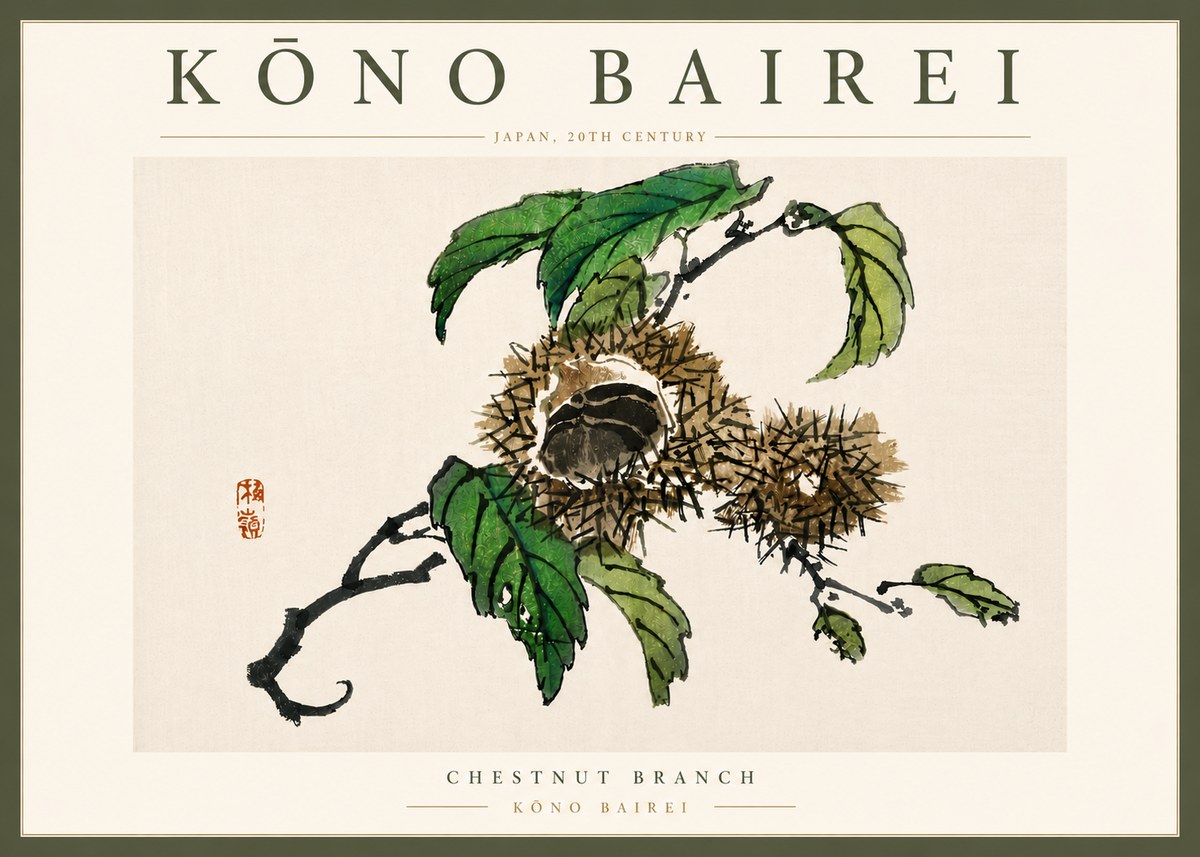 Kōno Bairei Chestnut Branch No6 - Poszter