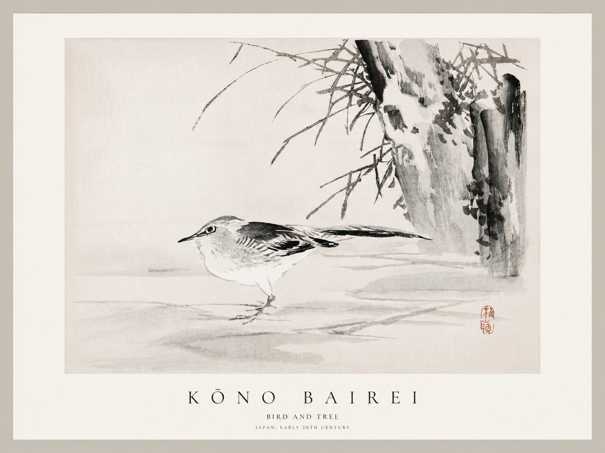 Kōno Bairei Bird and Tree No1 - Poszter