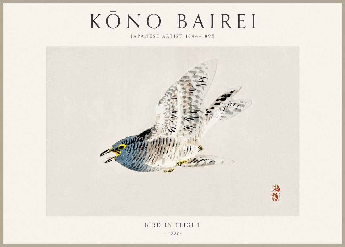 Kōno Bairei Bird in Flight No1 - Poszter