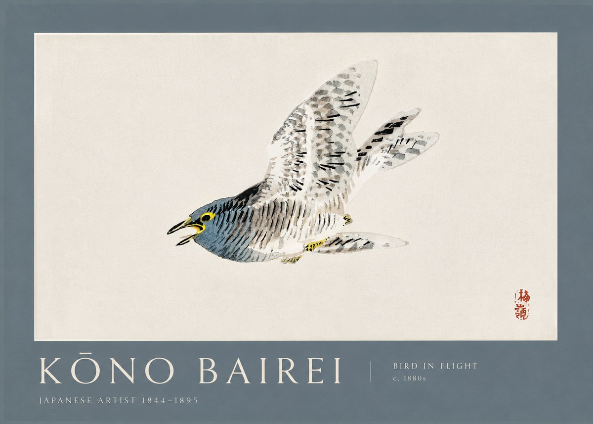 Kōno Bairei Bird in Flight No2 - Poszter