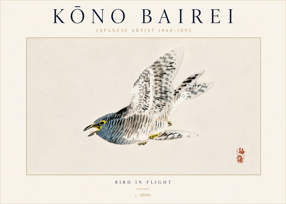 Kōno Bairei Bird in Flight No5 - Poszter