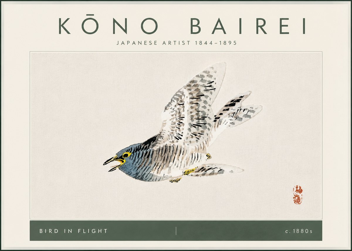 Kōno Bairei Bird in Flight No6 - Poszter