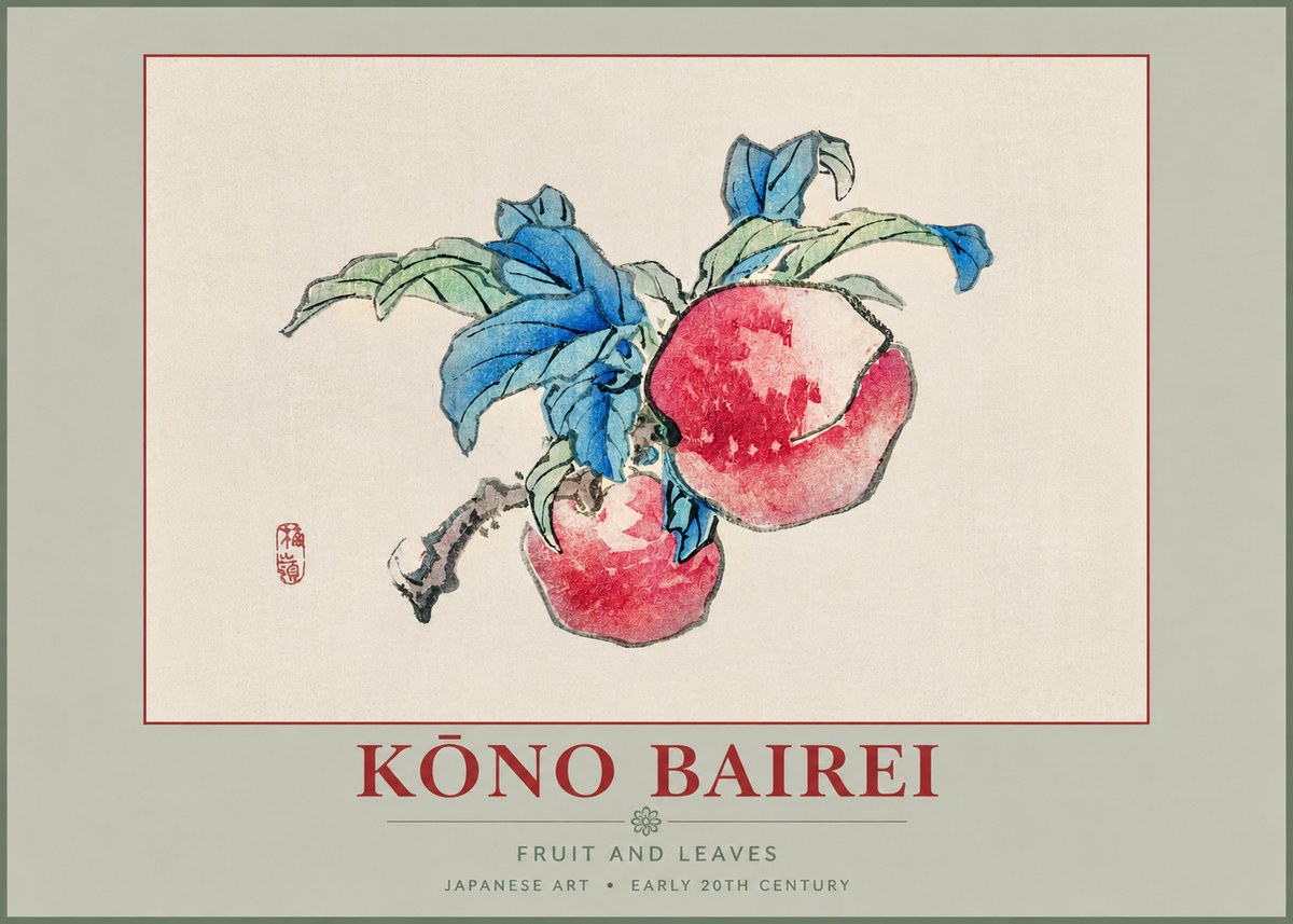 Kōno Bairei Fruit and Leaves No2 - Poszter
