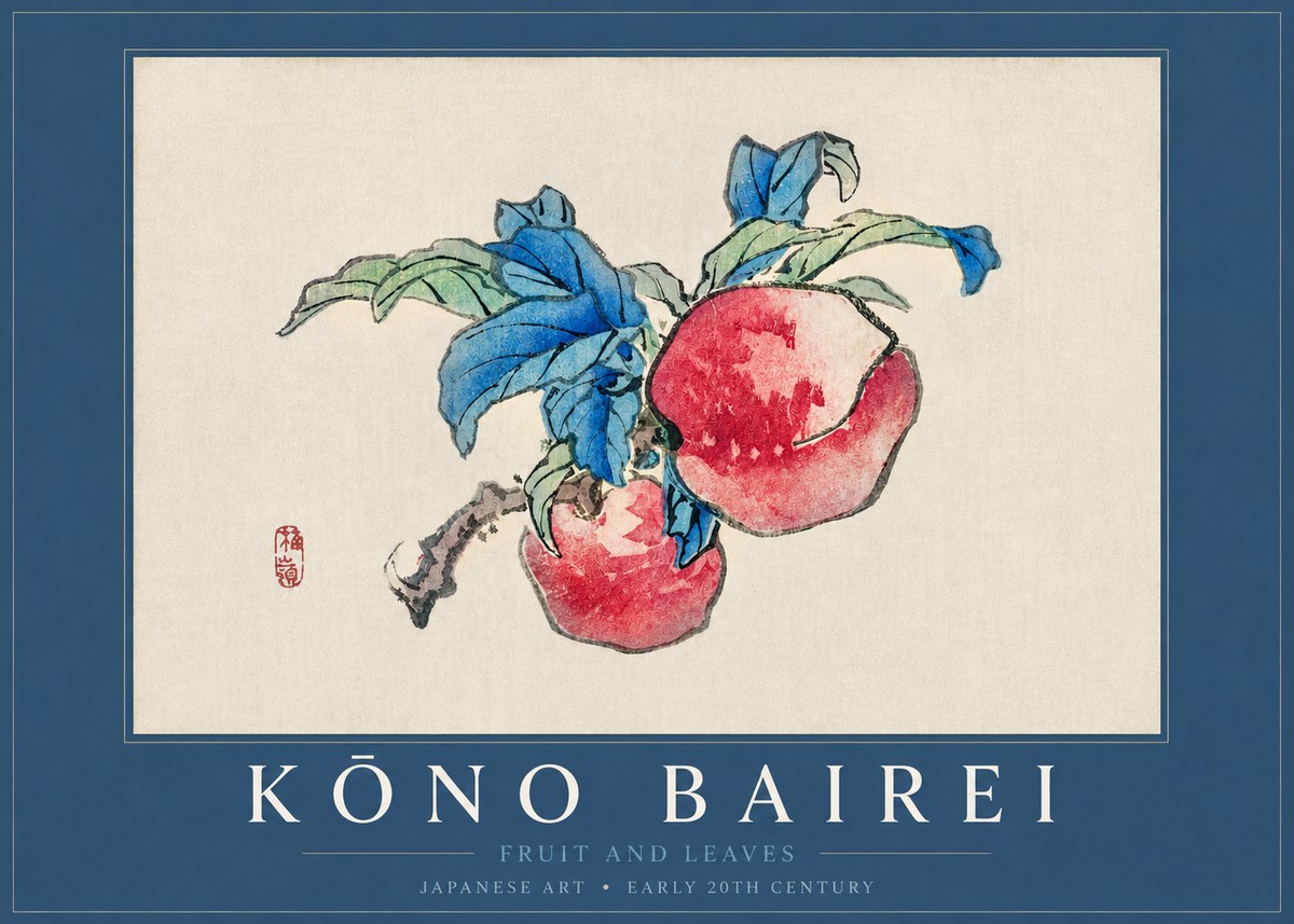Kōno Bairei Fruit and Leaves No3 - Poszter