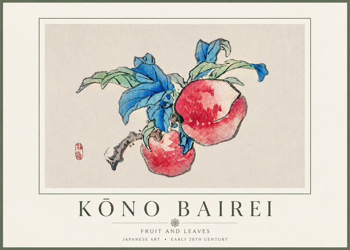 Kōno Bairei Fruit and Leaves No4 - Poszter