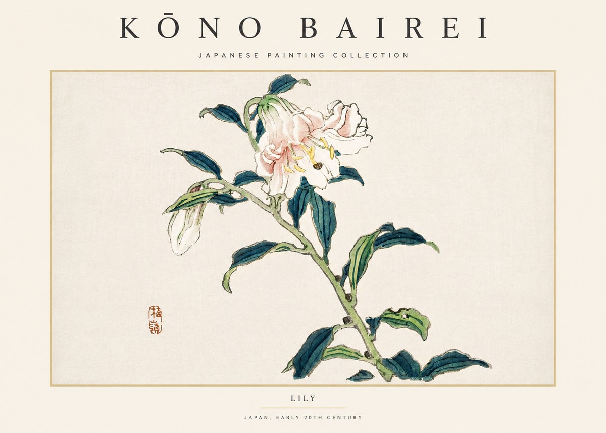 Kōno Bairei Lily No4 - Poszter