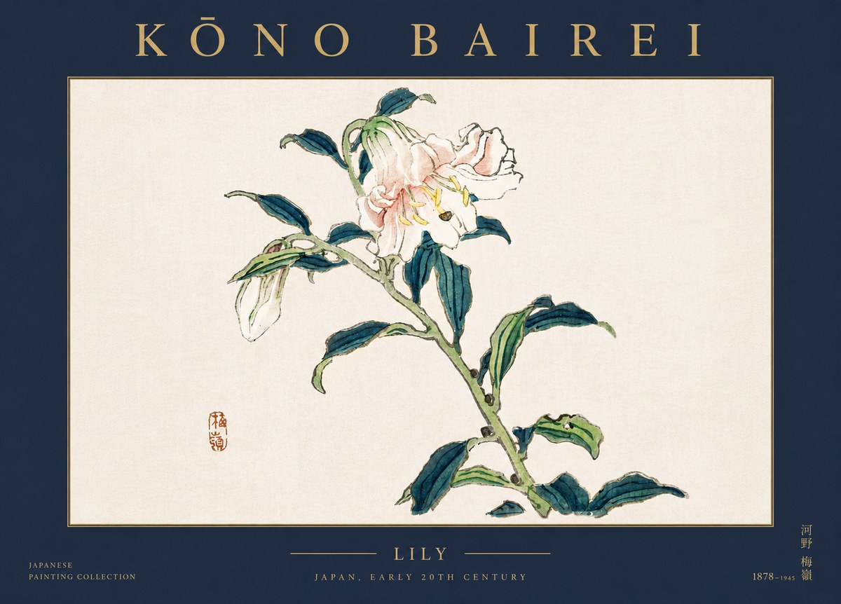 Kōno Bairei Lily No5 - Poszter