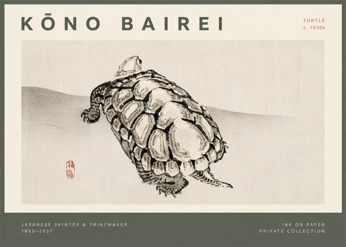 Kōno Bairei Turtle No2 - Poszter
