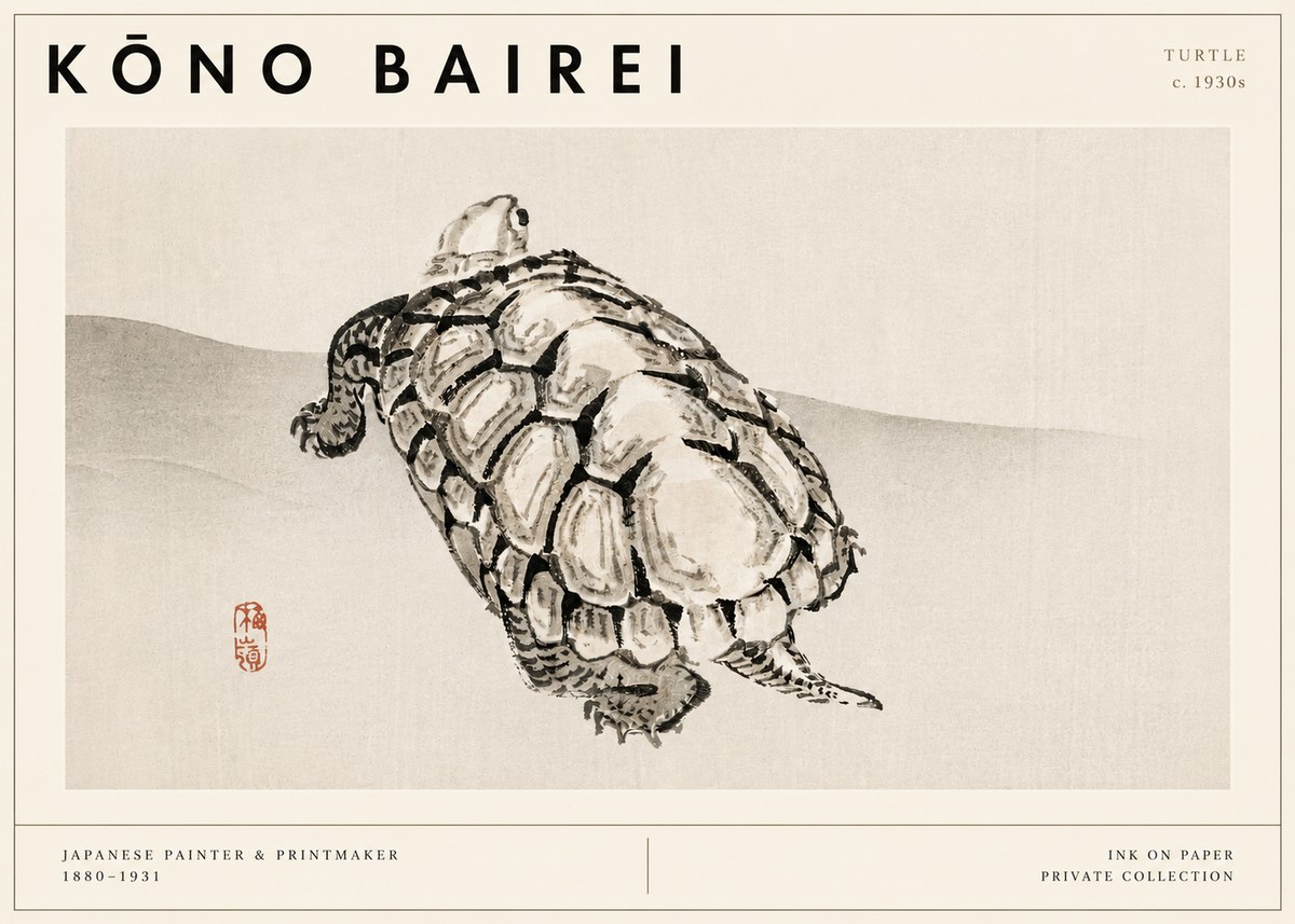 Kōno Bairei Turtle No3 - Poszter