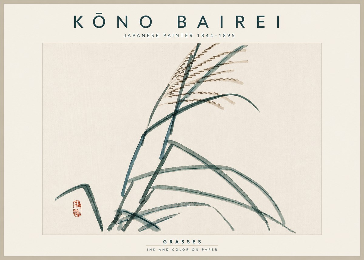 Kōno Bairei Grasses No5 - Poszter