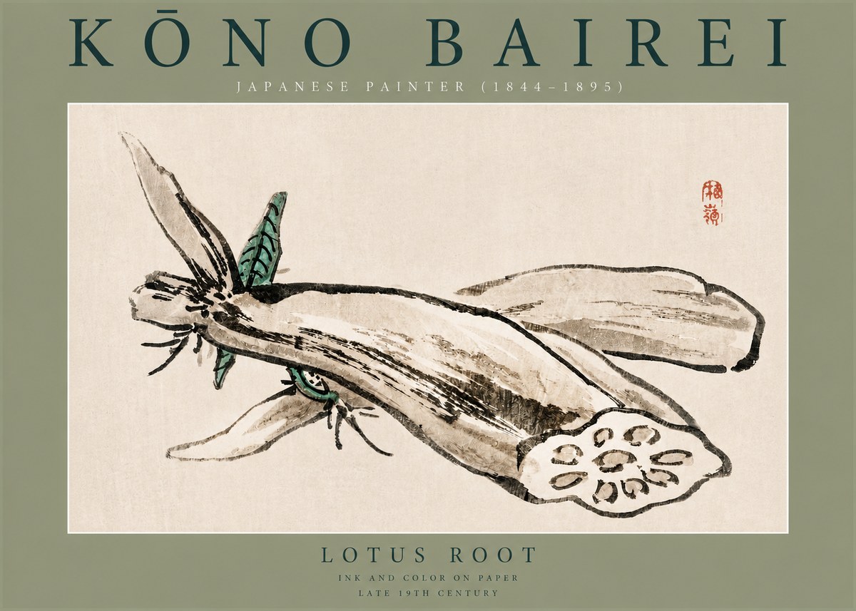 Kōno Bairei Lotus Root No2 - Poszter