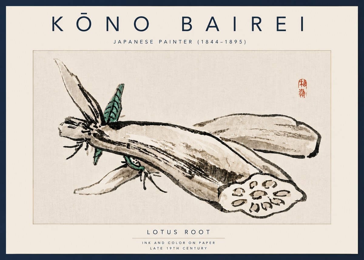 Kōno Bairei Lotus Root No4 - Poszter
