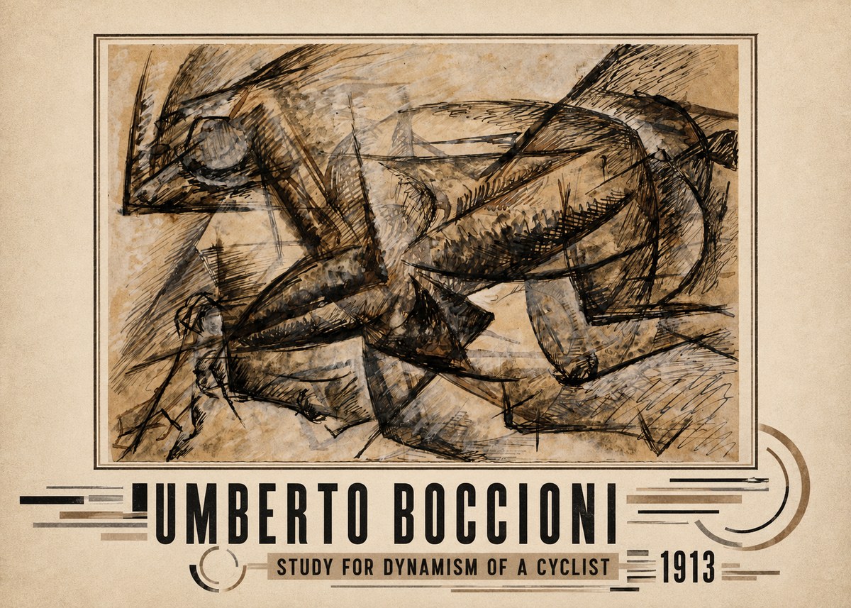 Umberto Boccioni Study for Dynamism of a Cyclist No3 - Poszter
