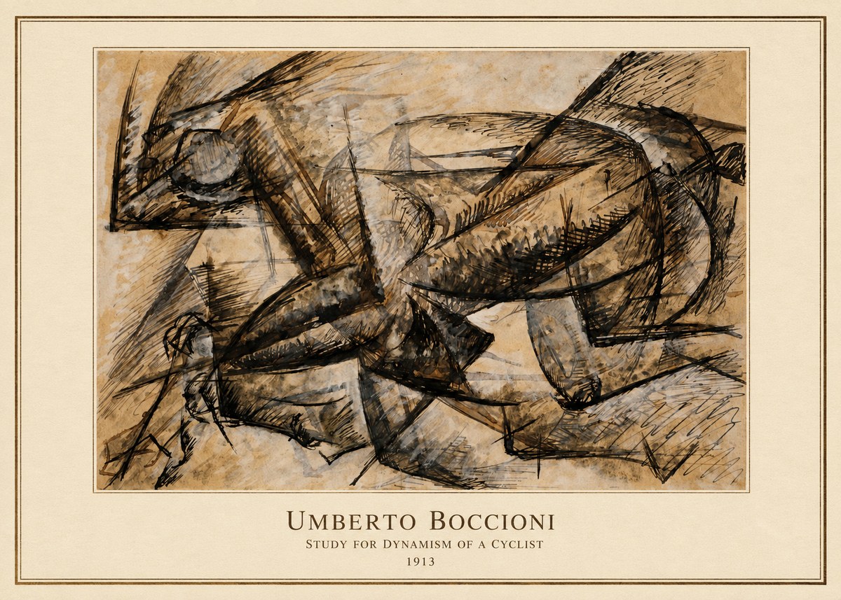Umberto Boccioni Study for Dynamism of a Cyclist No4 - Poszter