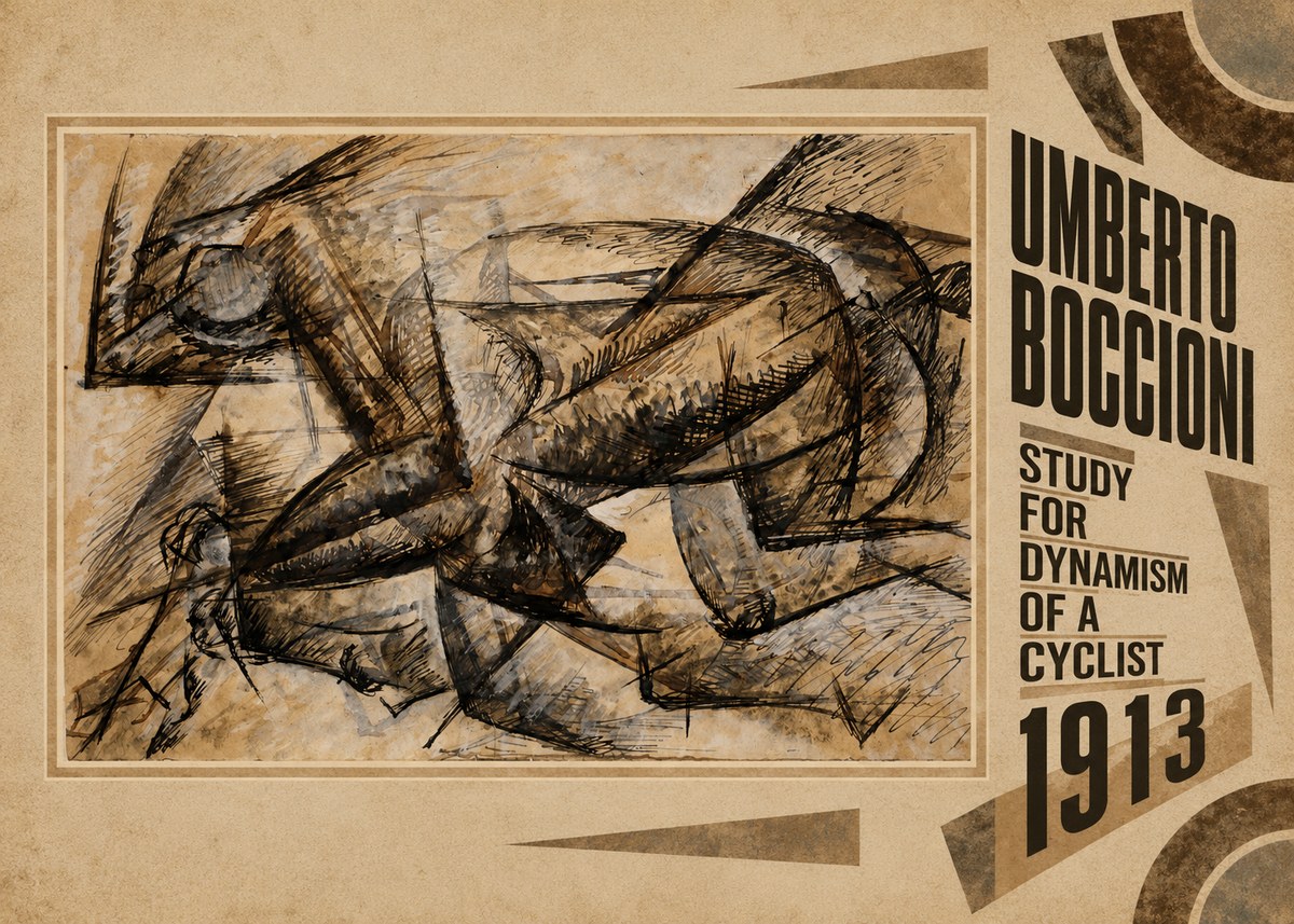 Umberto Boccioni Study for Dynamism of a Cyclist No6 - Poszter