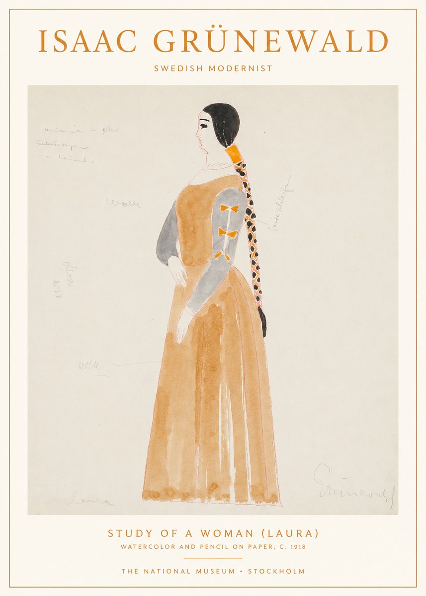 Isaac Grünewald Study of a Woman (Laura) No1 - Poszter