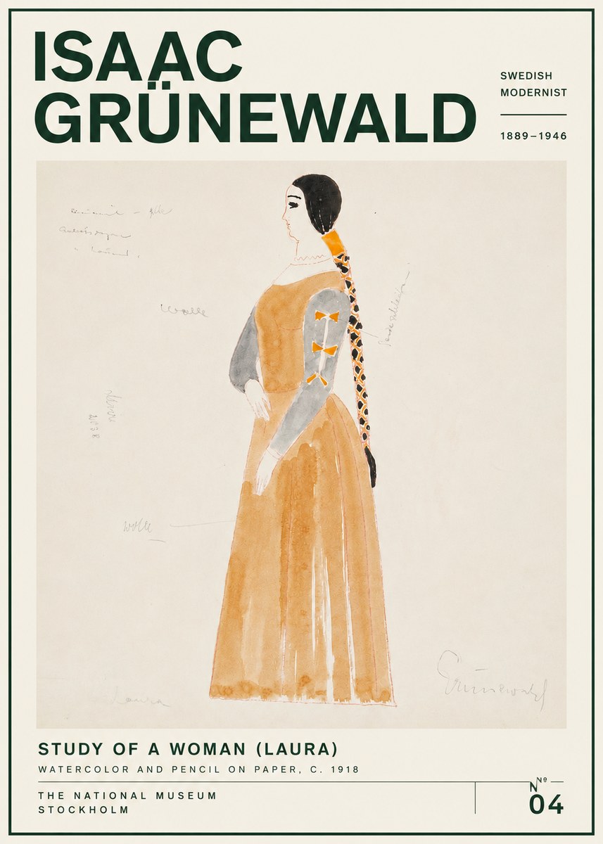 Isaac Grünewald Study of a Woman (Laura) No4 - Poszter