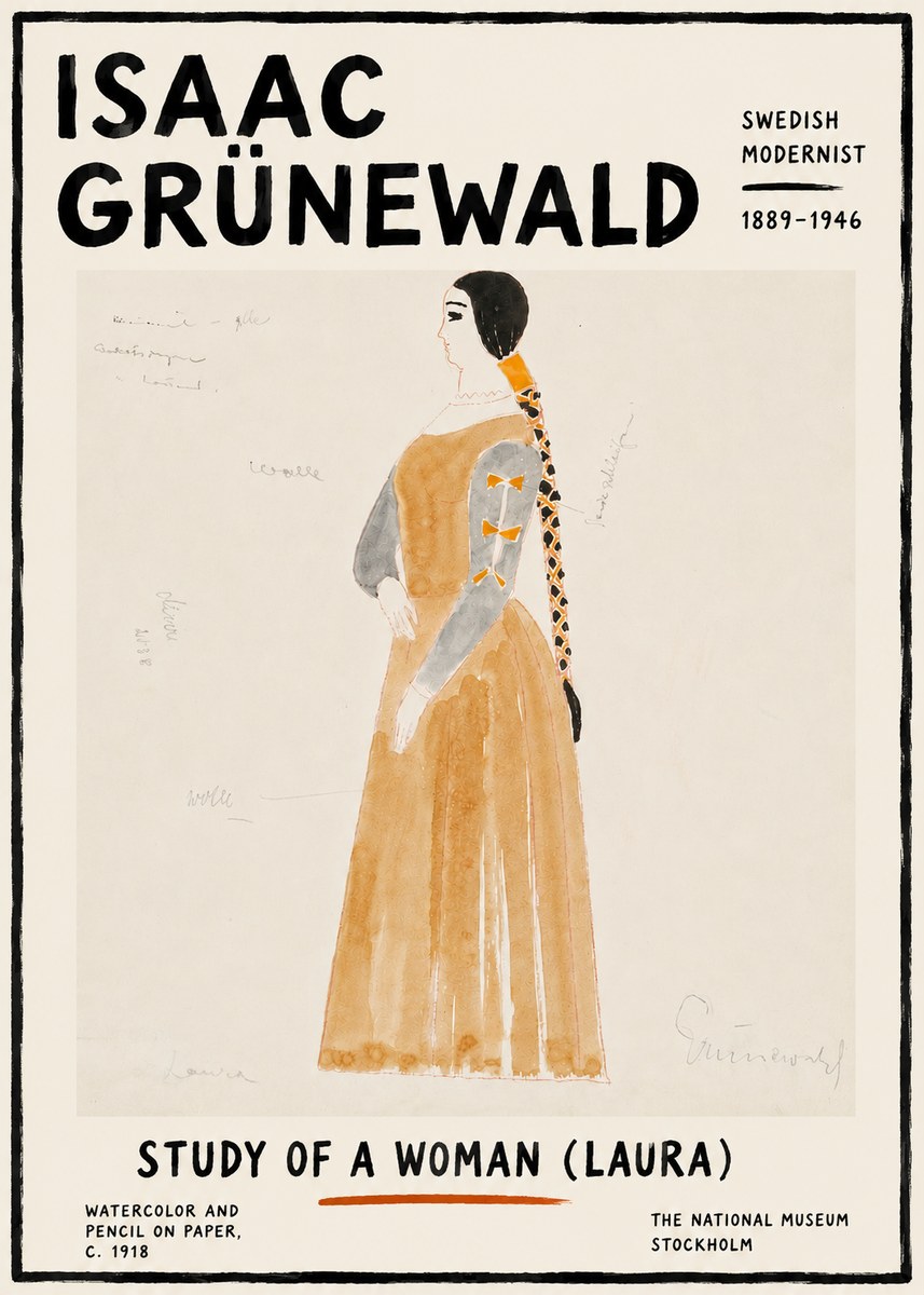 Isaac Grünewald Study of a Woman (Laura) No6 - Poszter