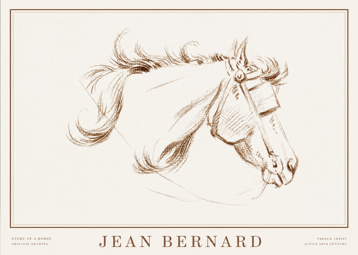 Jean Bernard Study of a Horse I No2 - Poszter