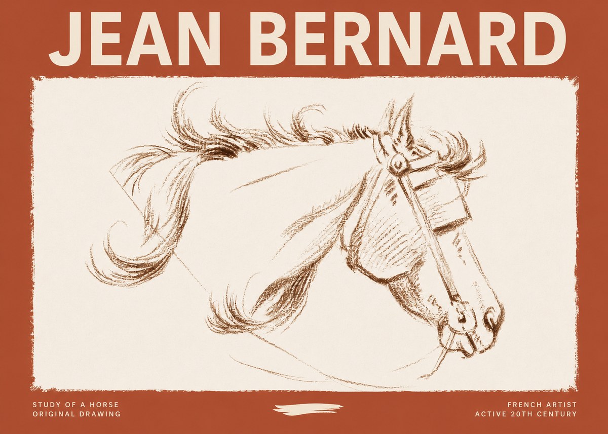 Jean Bernard Study of a Horse I No3 - Poszter