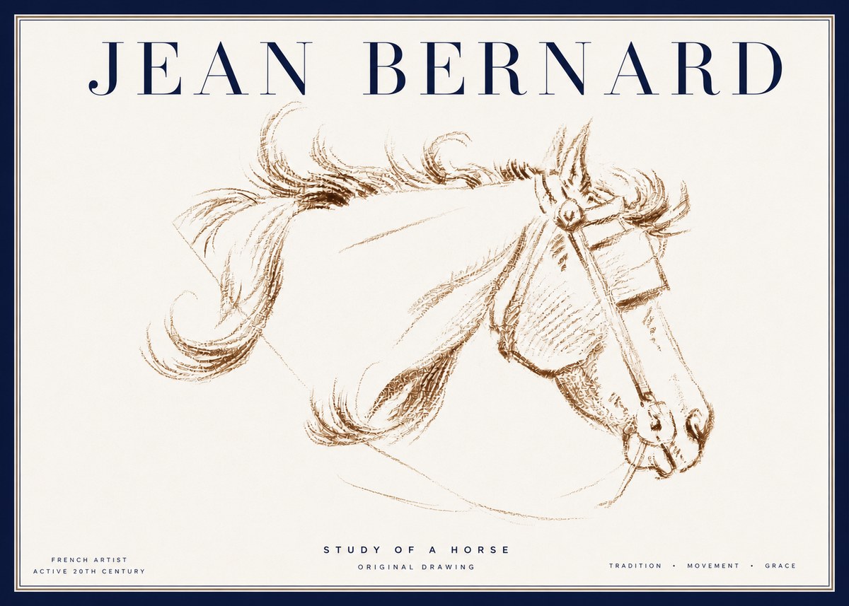 Jean Bernard Study of a Horse I No4 - Poszter