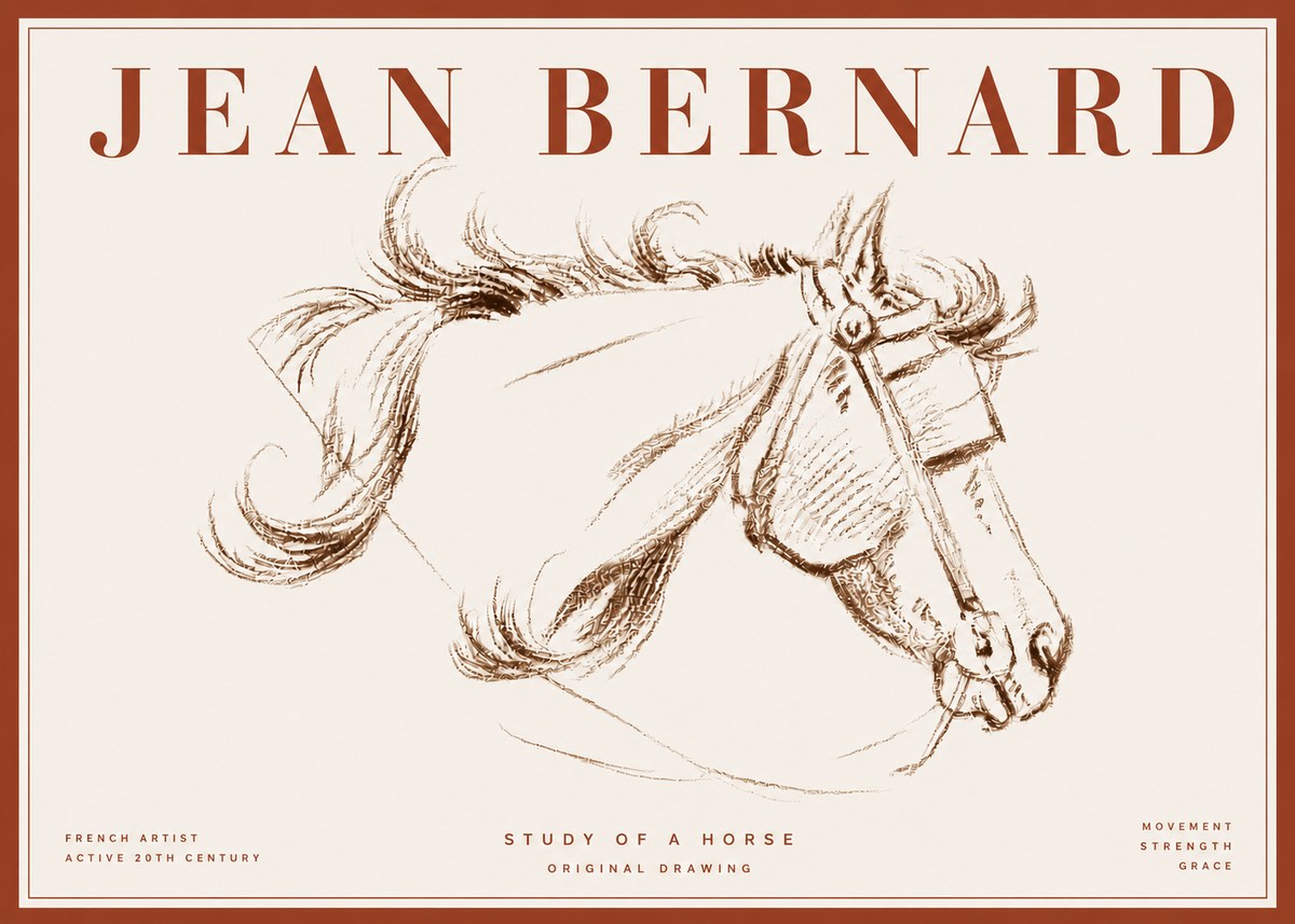 Jean Bernard Study of a Horse I No6 - Poszter