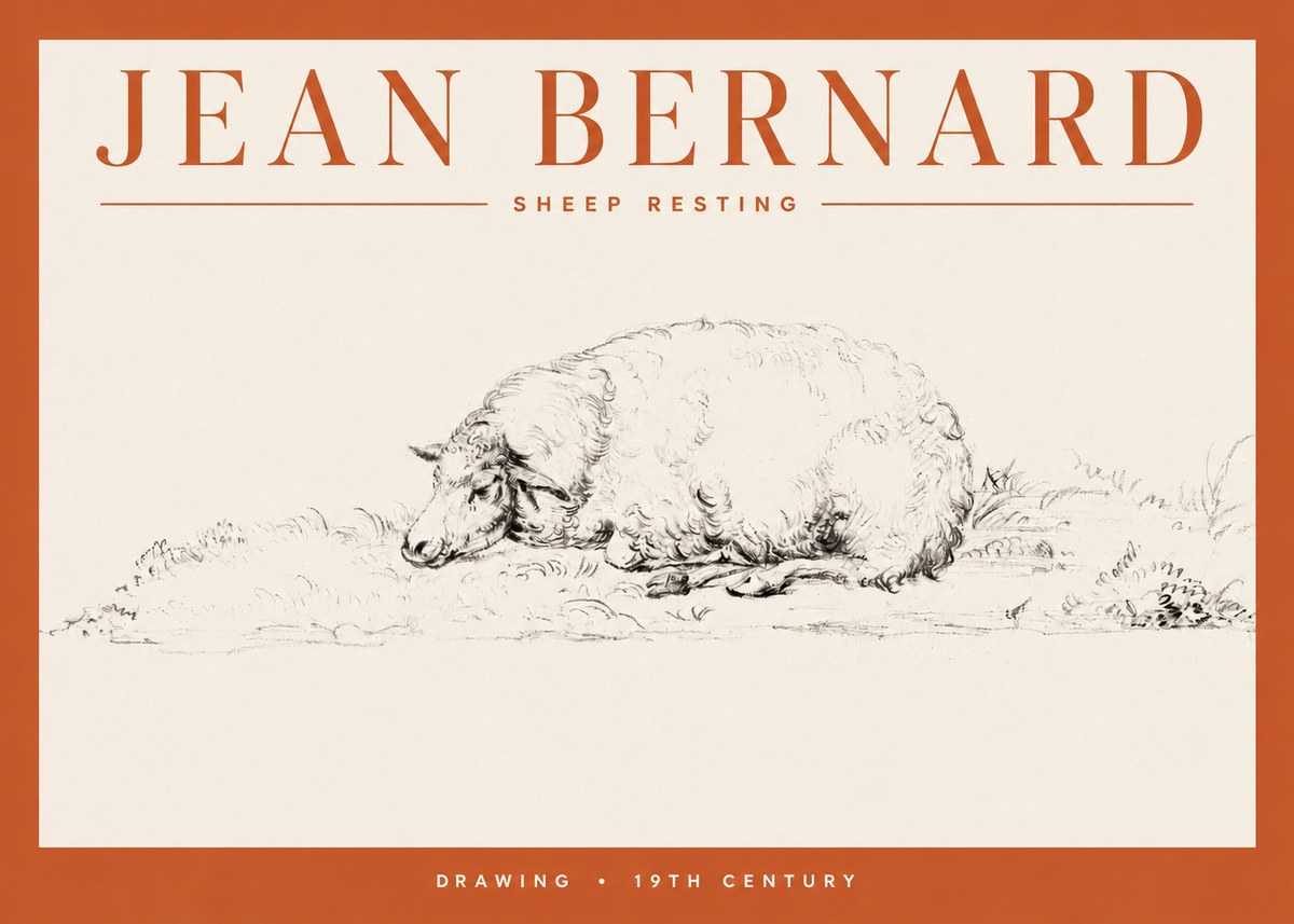 Jean Bernard Sheep Resting on the Ground No4 - Poszter