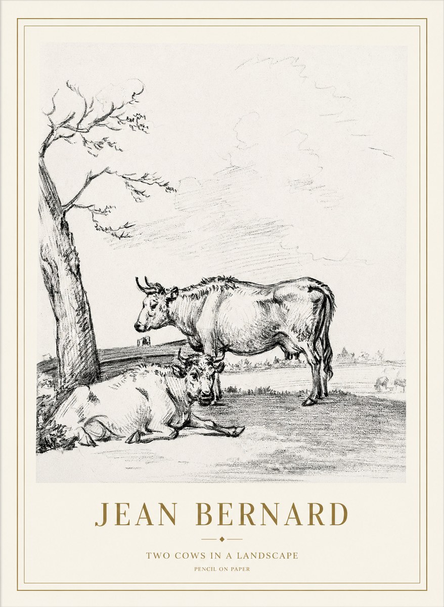 Jean Bernard Two Cows in a Landscape No1 - Poszter