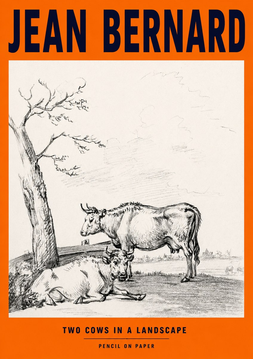 Jean Bernard Two Cows in a Landscape No2 - Poszter
