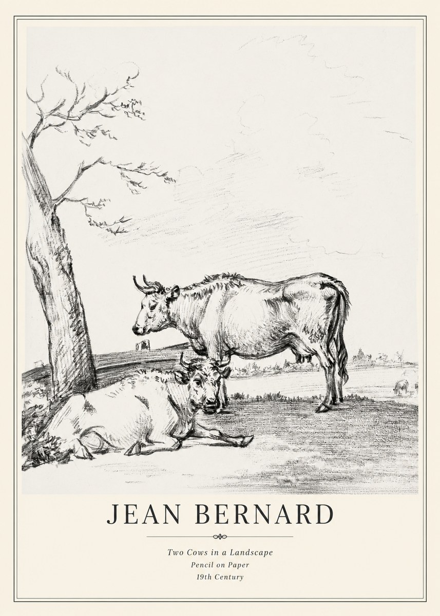 Jean Bernard Two Cows in a Landscape No3 - Poszter