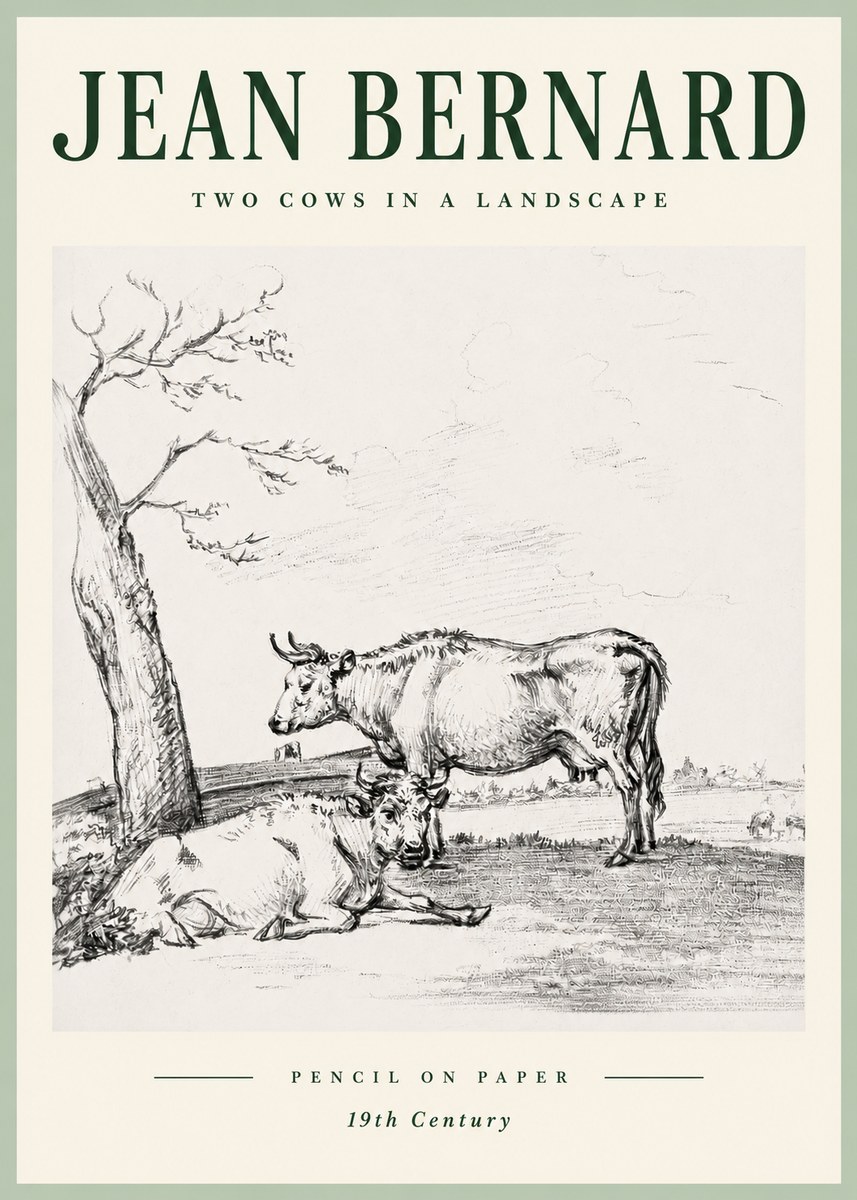 Jean Bernard Two Cows in a Landscape No5 - Poszter
