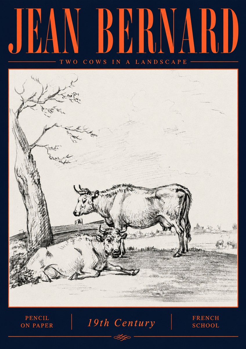 Jean Bernard Two Cows in a Landscape No6 - Poszter