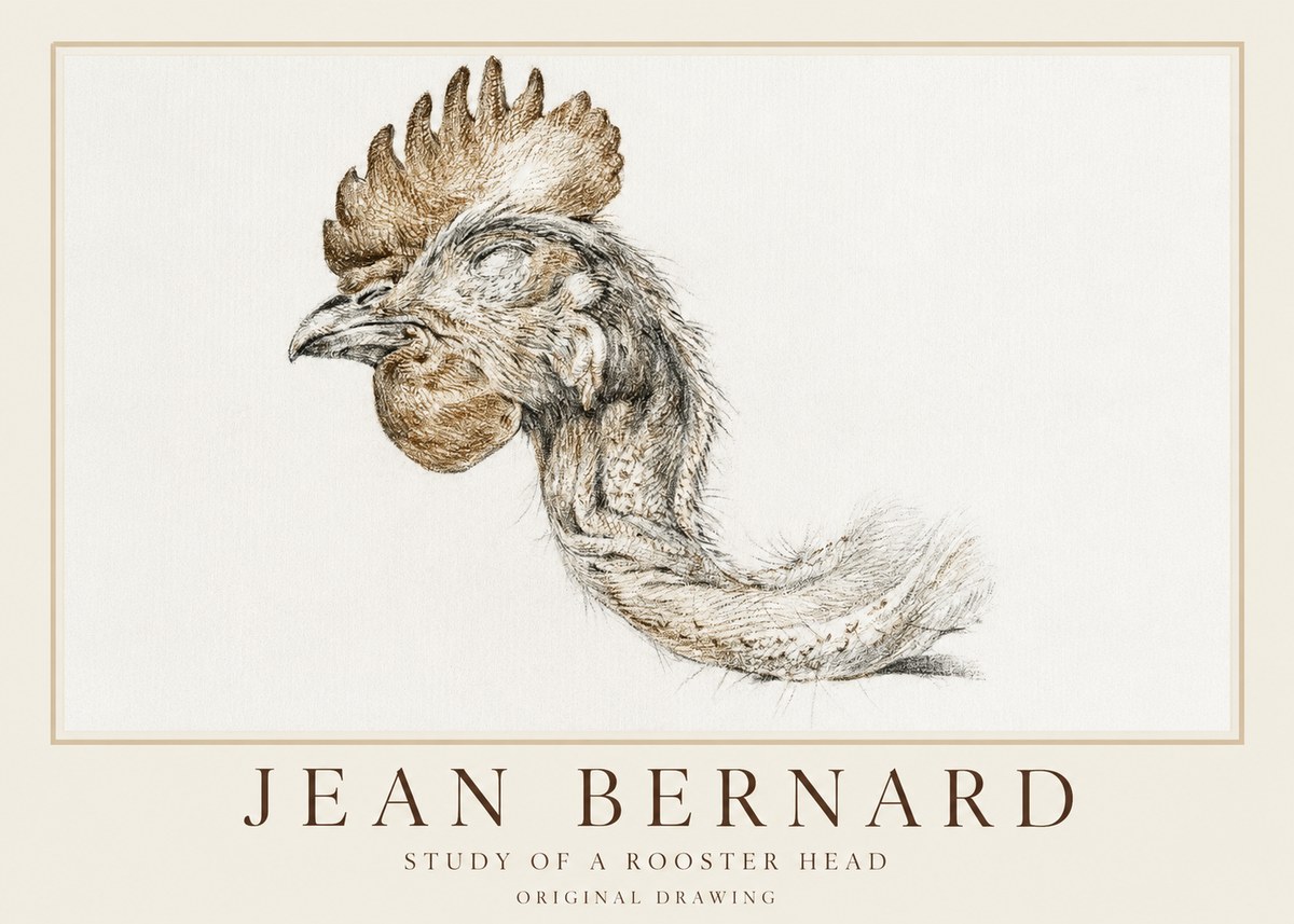 Jean Bernard Study of a Rooster Head No1 - Poszter