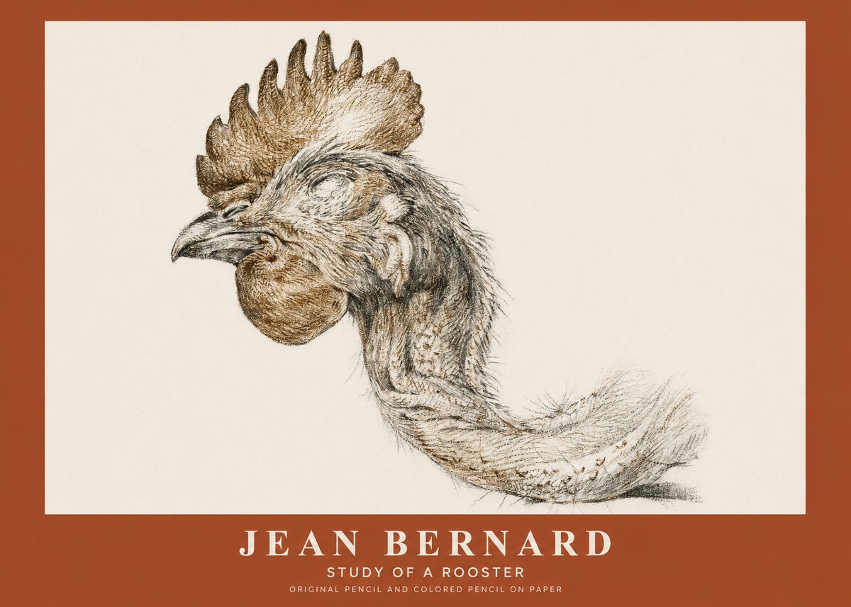Jean Bernard Study of a Rooster Head No2 - Poszter