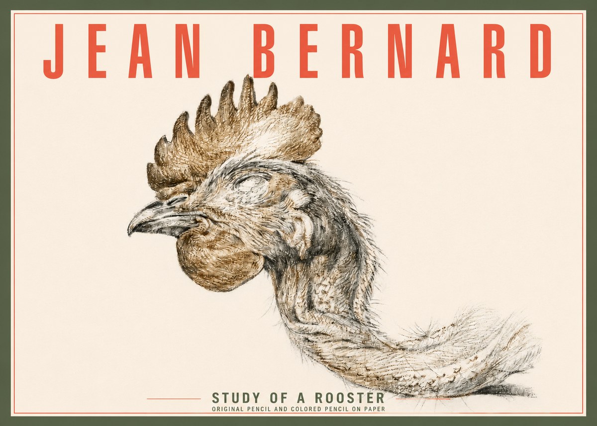 Jean Bernard Study of a Rooster Head No4 - Poszter