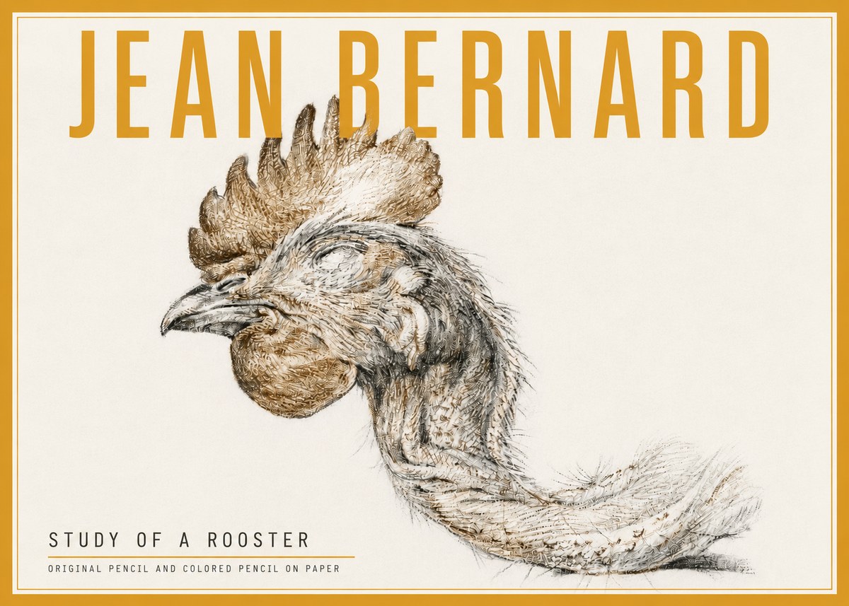 Jean Bernard Study of a Rooster Head No5 - Poszter