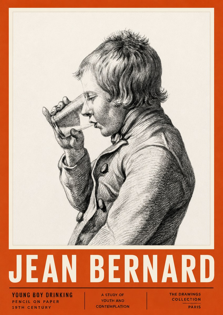 Jean Bernard Young Boy Drinking No2 - Poszter
