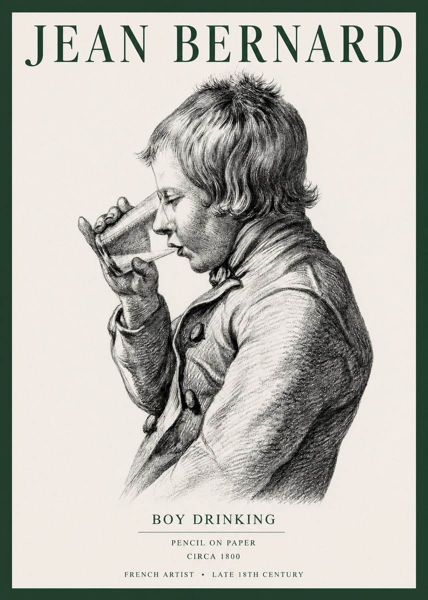 Jean Bernard Young Boy Drinking No5 - Poszter