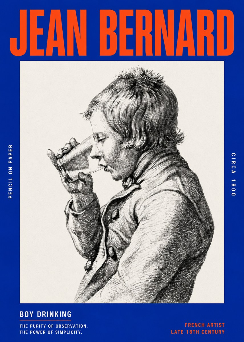 Jean Bernard Young Boy Drinking No6 - Poszter