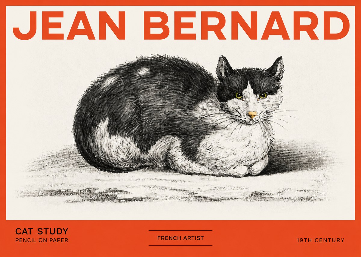 Jean Bernard Cat Study II No2 - Poszter