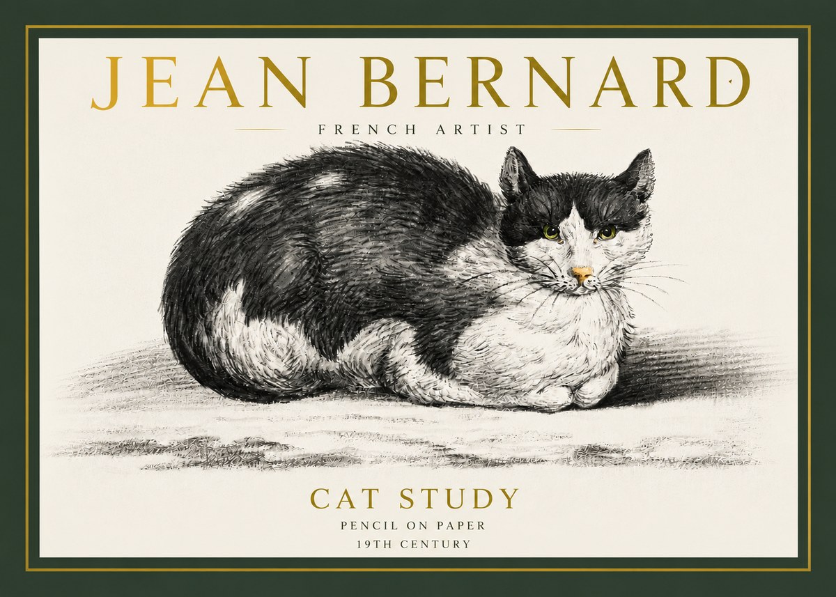 Jean Bernard Cat Study II No3 - Poszter