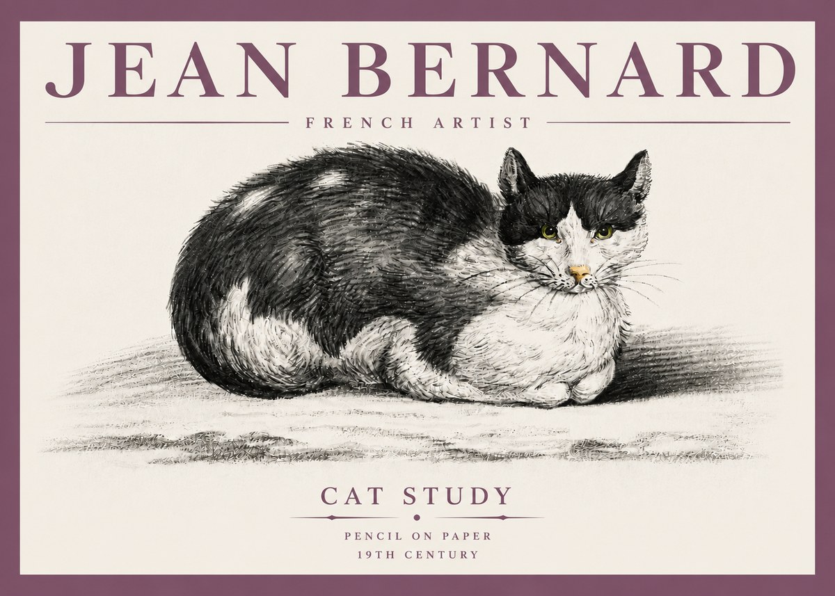 Jean Bernard Cat Study II No4 - Poszter