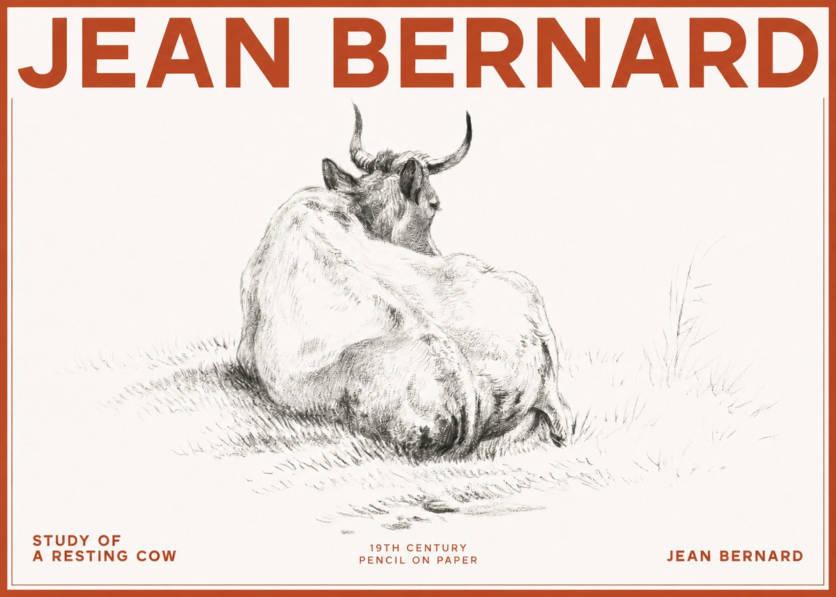 Jean Bernard Study of a Resting Cow I No2 - Poszter