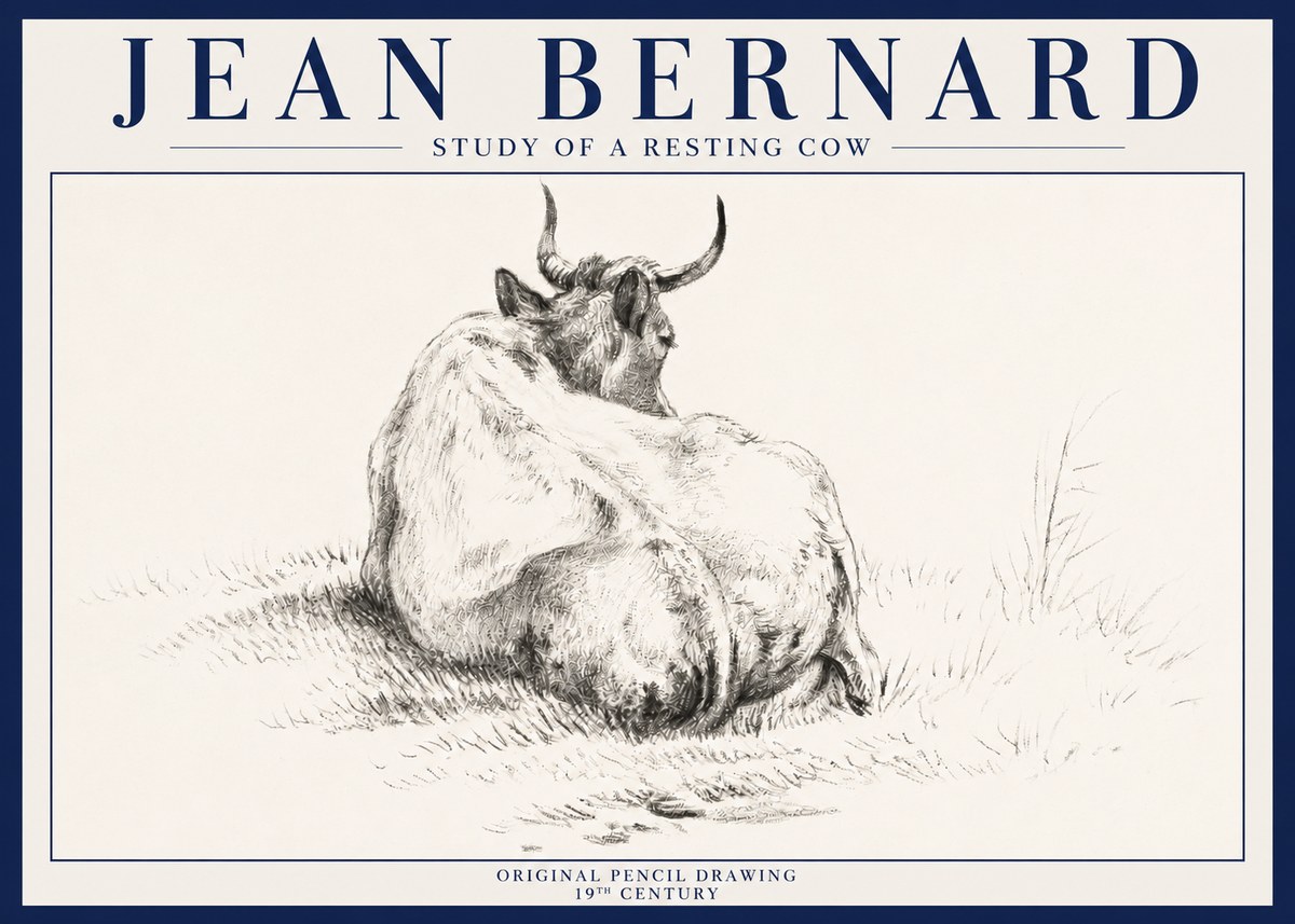 Jean Bernard Study of a Resting Cow I No3 - Poszter