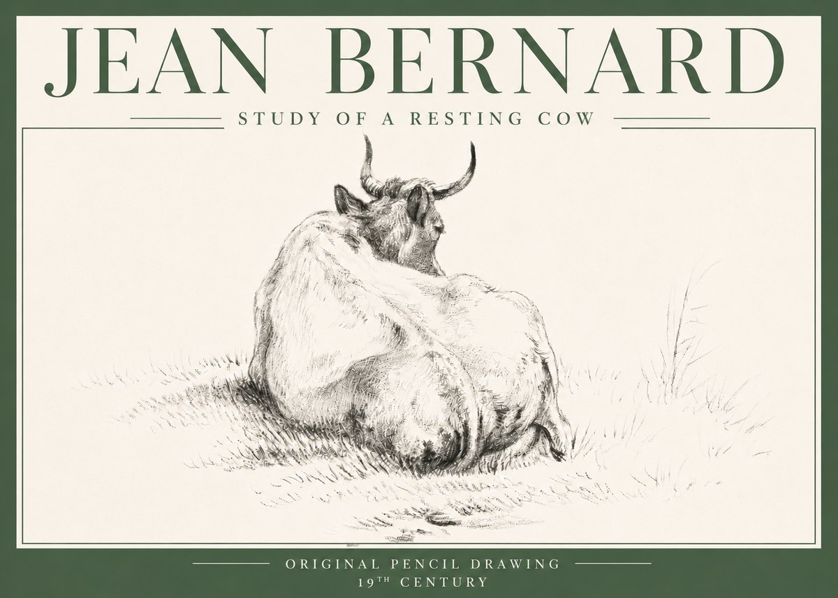 Jean Bernard Study of a Resting Cow I No4 - Poszter