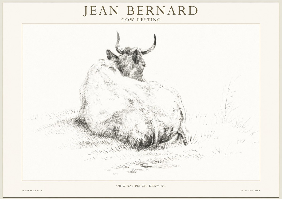 Jean Bernard Study of a Resting Cow I No5 - Poszter