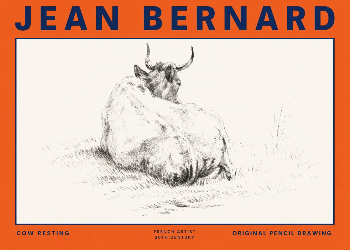 Jean Bernard Study of a Resting Cow I No6 - Poszter