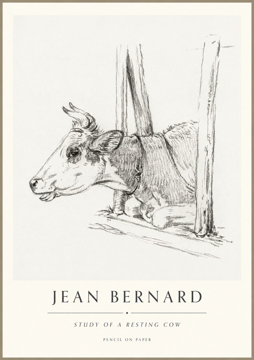 Jean Bernard Study of a Resting Cow II No1 - Poszter